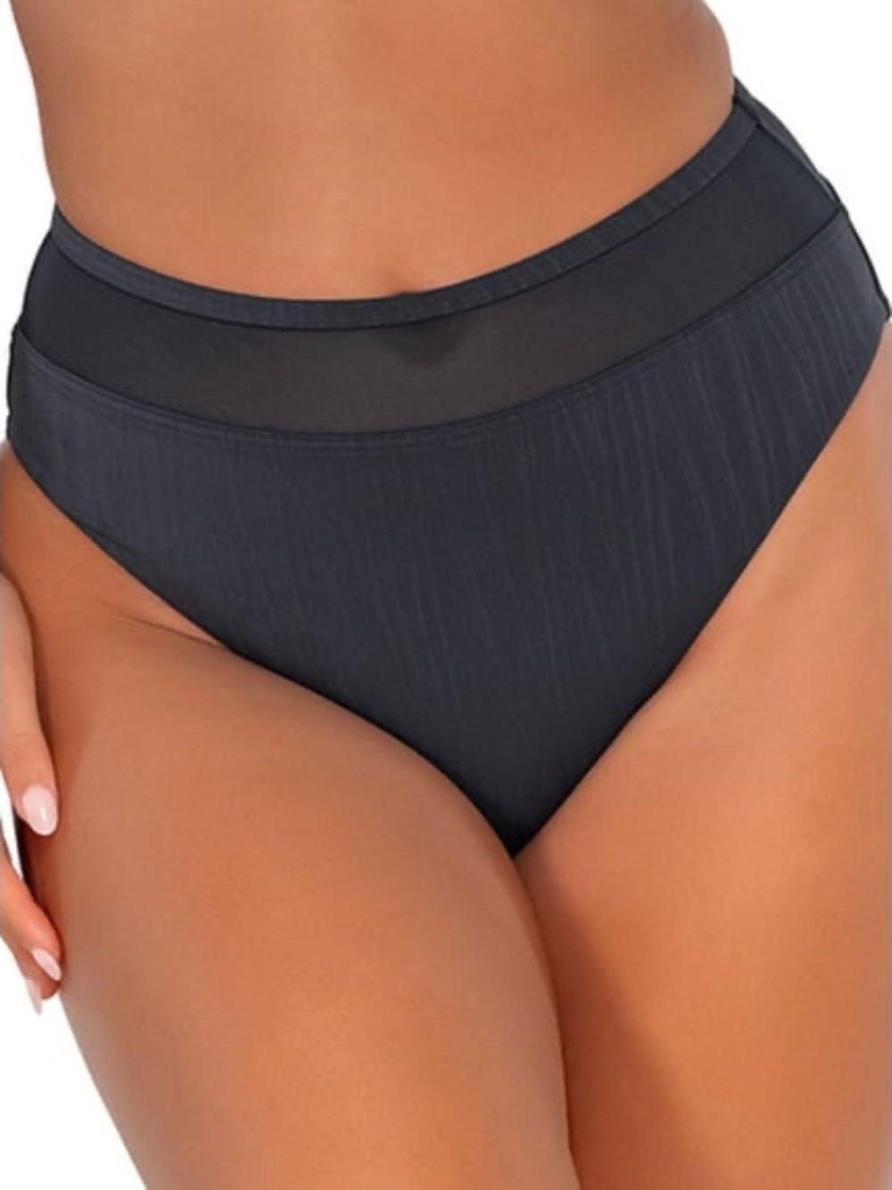 NEW Sunsets Annie High Waist Bikini Swim Bottom 324B Slate Gray Seagrass Texture